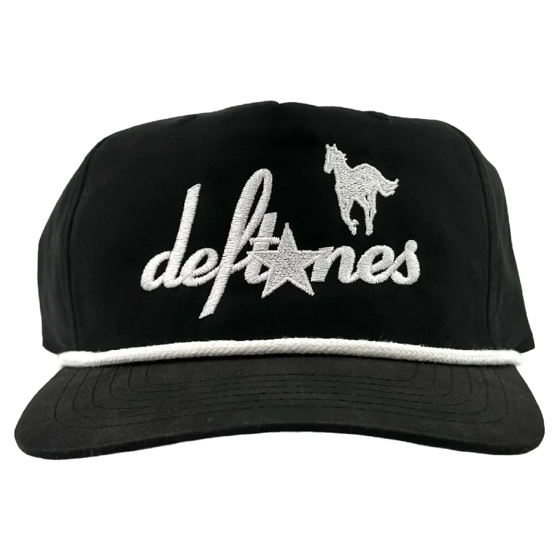 Beanies & headbands for pack deals-DEFTONES White PONY SnapBack Custom Embroidered Cap Hat