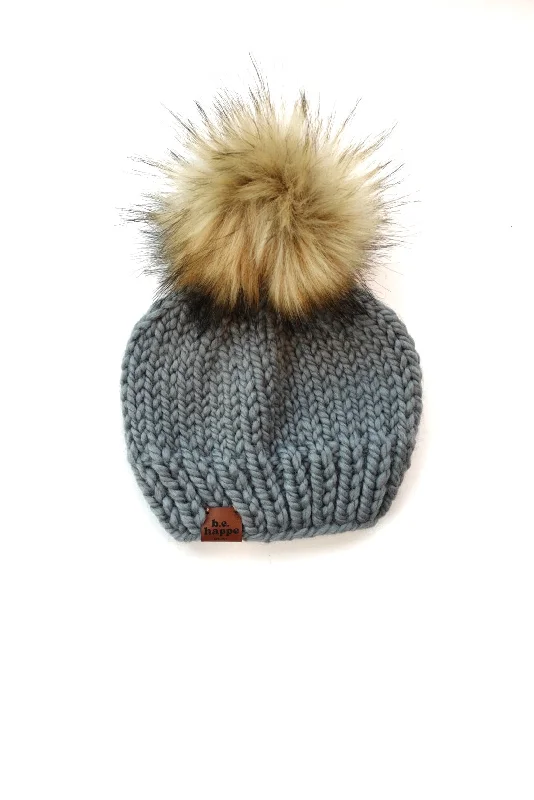 Beanies & headbands for style kicks-6-12 month Baby Solid Knit Pom Hat | Slate Gray