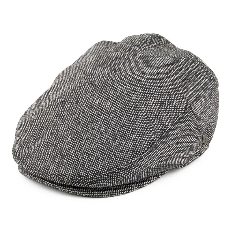 Beanies & headbands for big cases-Marl Tweed Flat Cap Black Wholesale Pack