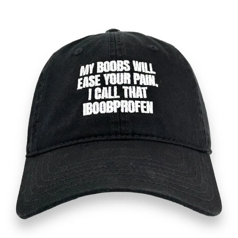 Beanies & headbands for sandal days-My Boobs Will Ease Your Pain IBOOBPROFEN HAT Custom Embroidered