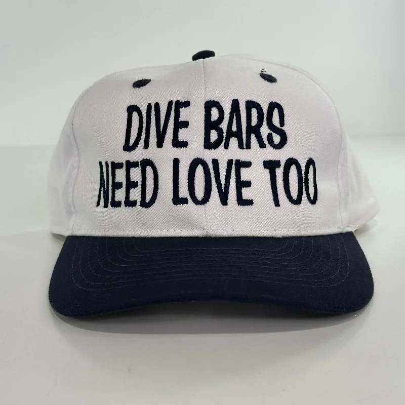 Beanies & headbands for authors-Dive bars need love too Strapback hat cap Custom Embroidered Cut the activist Collab