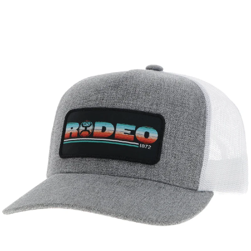 Beanies & headbands for jacket looks-"Rodeo" Hat Grey/White w/Serape & Black Patch