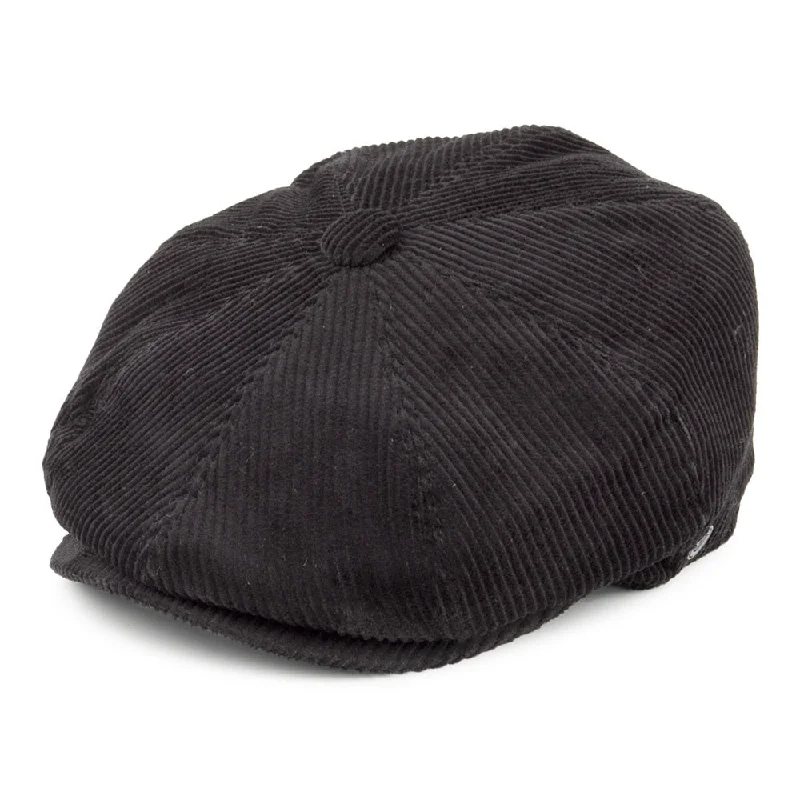 Beanies & headbands for solo purchases-Corduroy Newsboy Cap Black Wholesale Pack