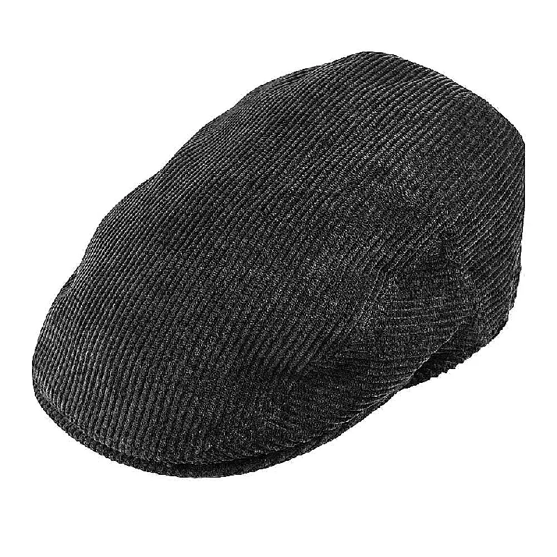 Beanies & headbands for teacher outfits-Corduroy Flat Cap - Black