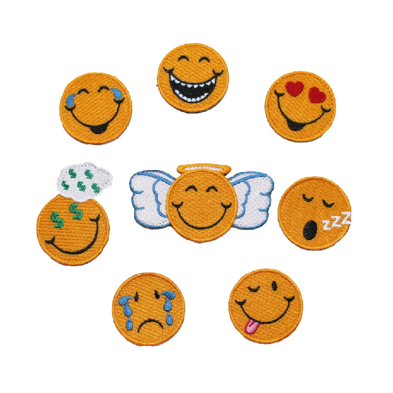 Beanies & headbands for fresh ups-Hativity® Emoji Patches (Set of 6 Patches)