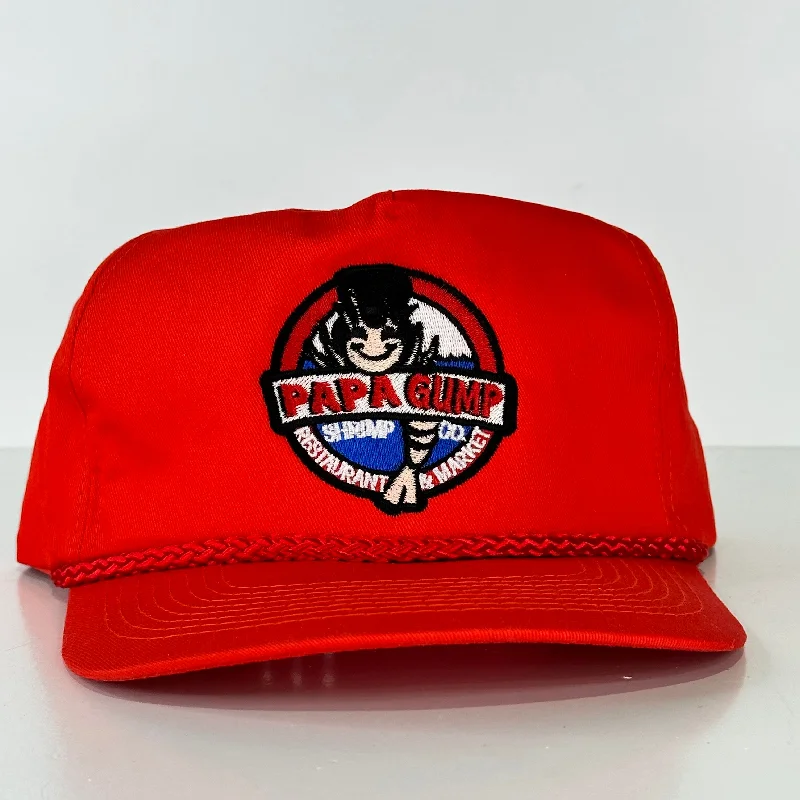 Beanies & headbands for basketball play-Papa Gump on a red SnapBack Hat Cap Collab Justin Stagner Custom Embroidery