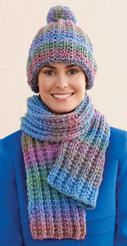 Beanies & headbands for handy picks-Rustic Ribbed Hat and Scarf Pattern (Knit) - Version 8