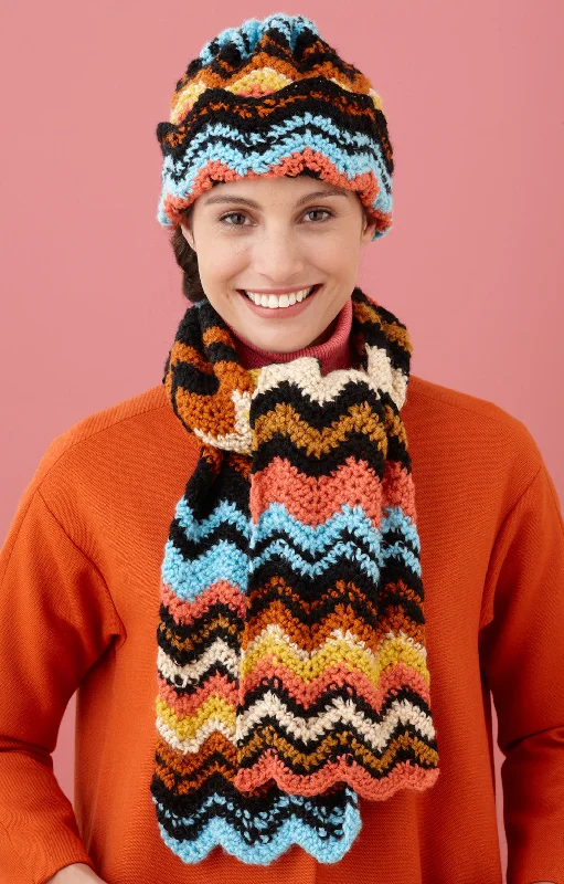 Beanies & headbands for slow Sundays-Iconic Ripple Hat And Scarf Pattern (Crochet)