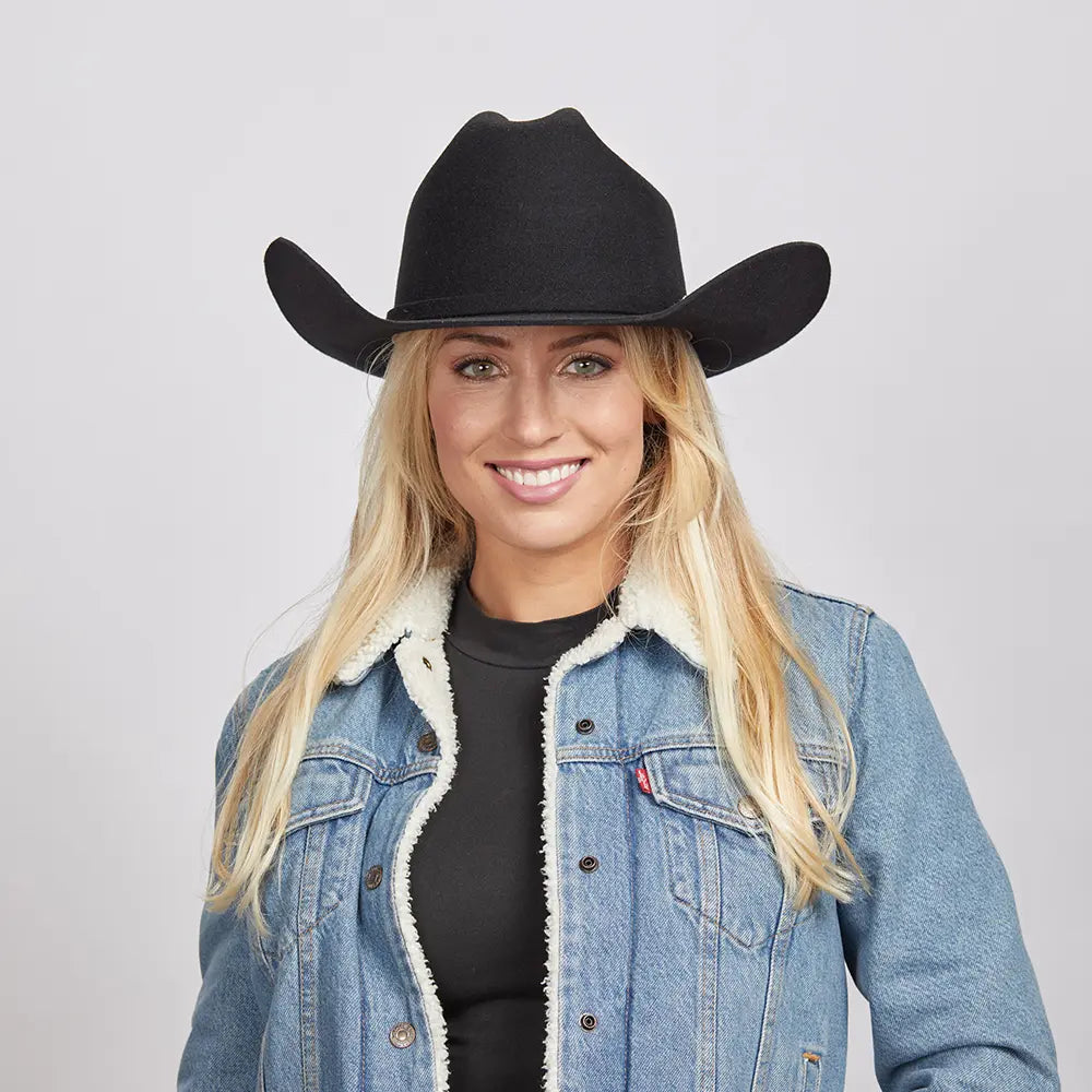 Womens Hats with comet designs-Cattleman Black | Womens Felt Black Cowgirl Hat