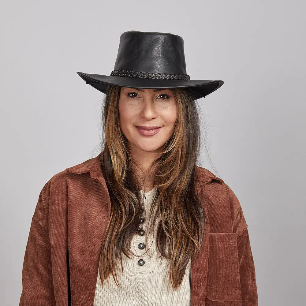 Womens Hats with calm flair-Crusher | Womens Leather Crushable Outback Hat