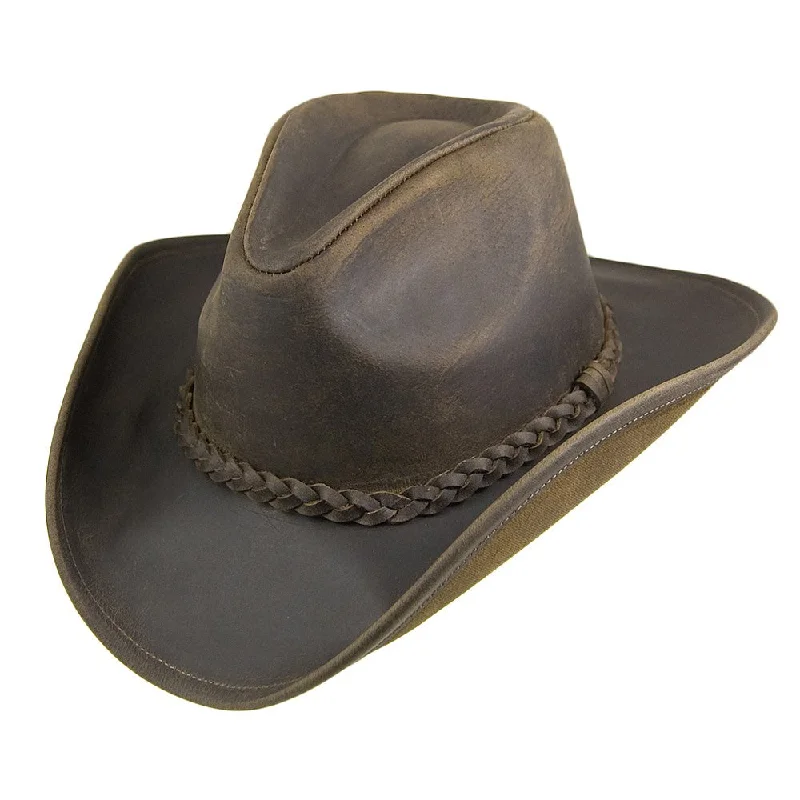 Beanies & headbands for hand clean-Buffalo Leather Cowboy Hat Chocolate Wholesale pack