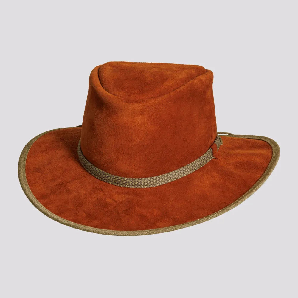 Womens Hats with savvy charm-McKinley | Womens Genuine Leather Outback Hat with Suede Trim