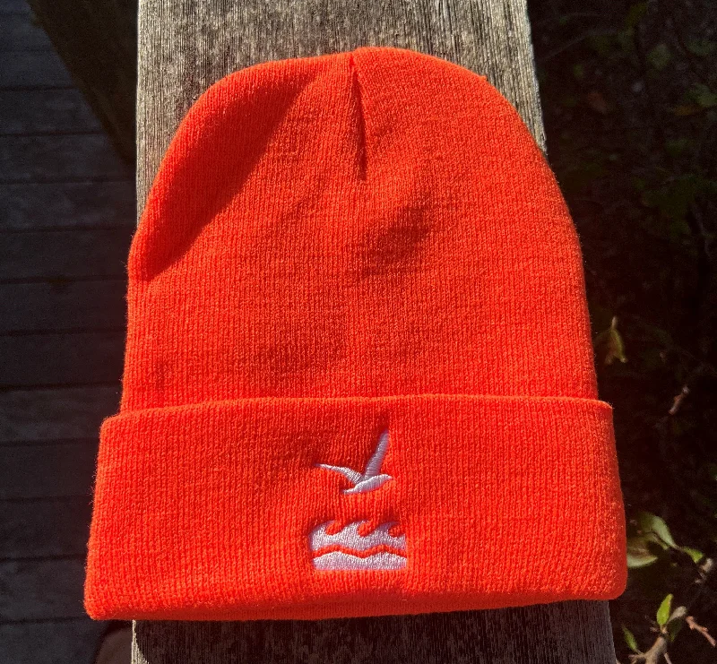 Beanies & headbands for style fans-Winter hat in Blaze Orange with small NCF Logo on Brim