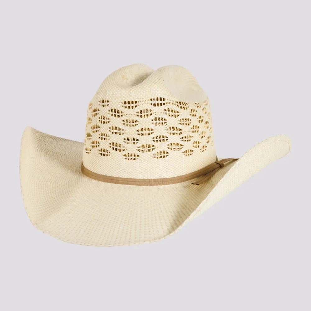 Womens Hats with low rims-Cal | Womens Vented Crown Woven Bangora Straw Cowgirl Hat