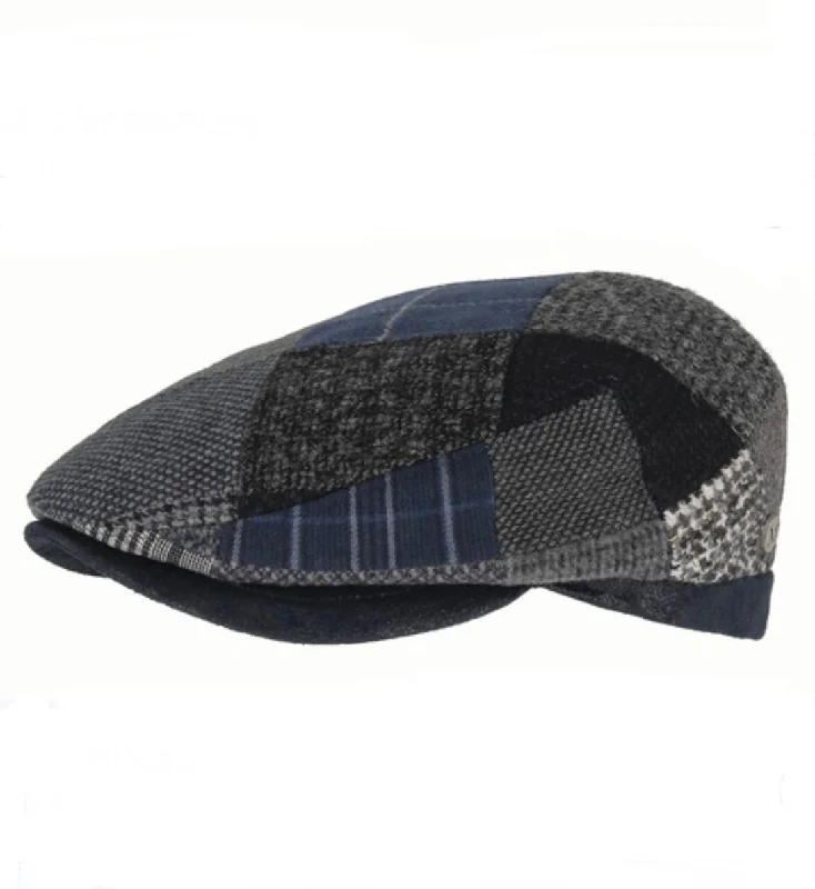 Wool hats for bloggers-M by Flechet Patchwork Flat Cap Wool Blend Gris Grey 56cm - Last one!