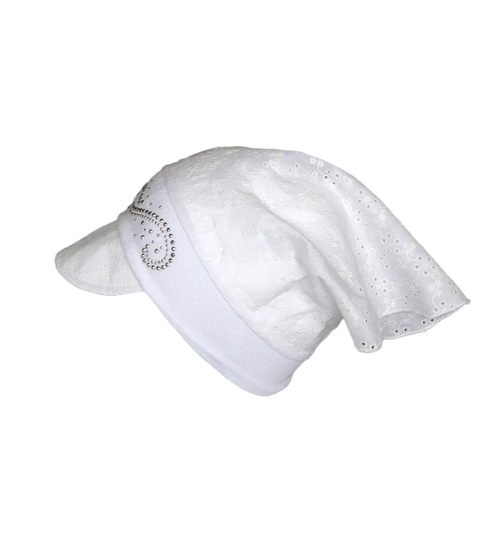 Beanies & headbands for look boosts-White Bandana Hat for Girls