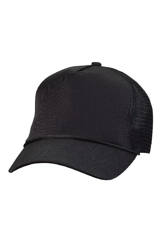 Mens hats with sherpa lining-Mens hats for festivals-Valucap Mens 5 Panel Snapback Trucker Hat - Black