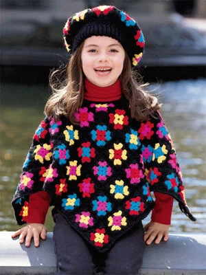 Beanies & headbands for every group-Granny Square Kids Poncho Pattern (Crochet)