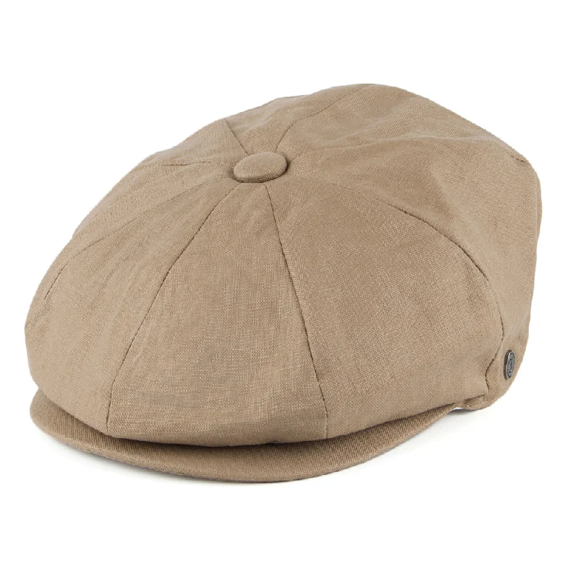 Beanies & headbands for animal motifs-Linen Newsboy Cap - Camel