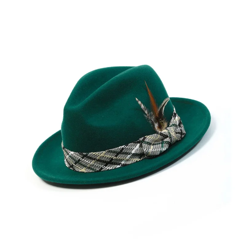 Wool hats for pet Thanksgiving-Montique Harlem Hustle Pinch Front Wool Fedora