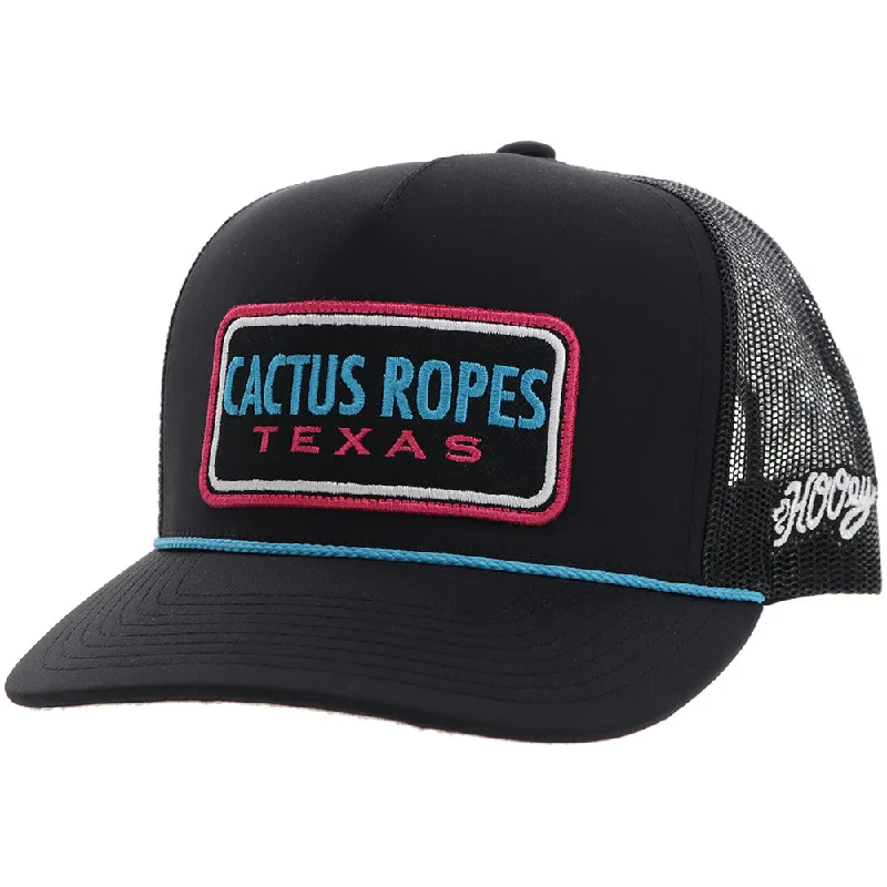 Beanies & headbands for knot bands-"CR103" Cactus Ropes Hat Black w/Pink/Blue Patch