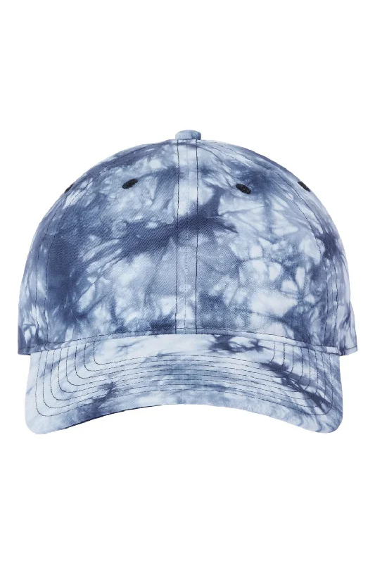 Mens hats for archery ranges-Mens hats with colorful stitching-The Game Mens Tie-Dye Twill Adjustable Hat - Navy Tonal - Closeout