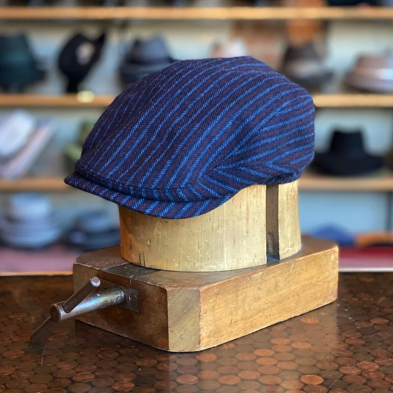 Wool hats for celebrations-Heritage Woolen Stripe Driving Cap