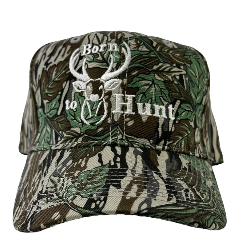 Beanies & headbands for twin sets-Born to hunt deer hunting on a camo SnapBack hat cap custom embroidery