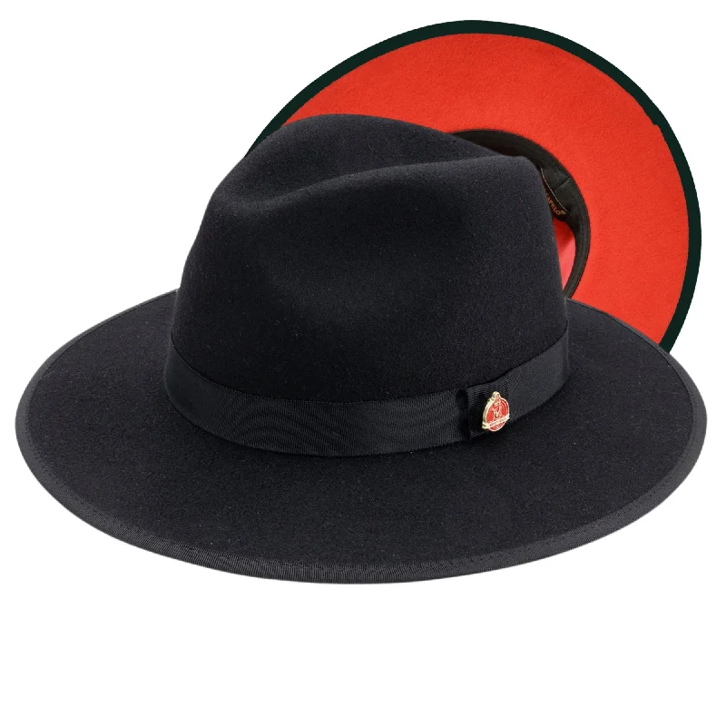 Wool hats for pet competitions-Montique Imperial Wide Brim Wool Red Bottom Fedora