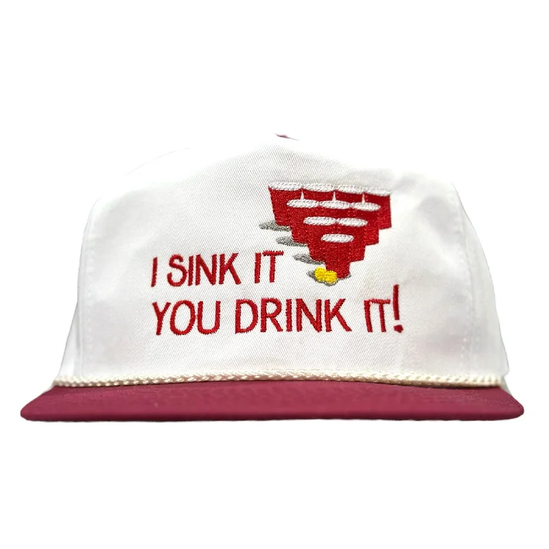 Beanies & headbands for long hair-I SINK IT YOU DRINK IT Rope SnapBack Cap Hat Custom Embroidered