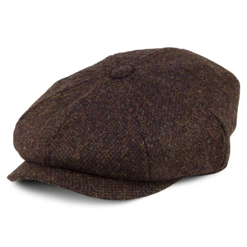 Beanies & headbands for baseball gear-Harris Tweed Arnol Newsboy Cap - Moss-Brown