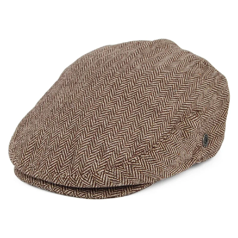 Beanies & headbands for calm wears-Herringbone Flat Cap - Dark Brown